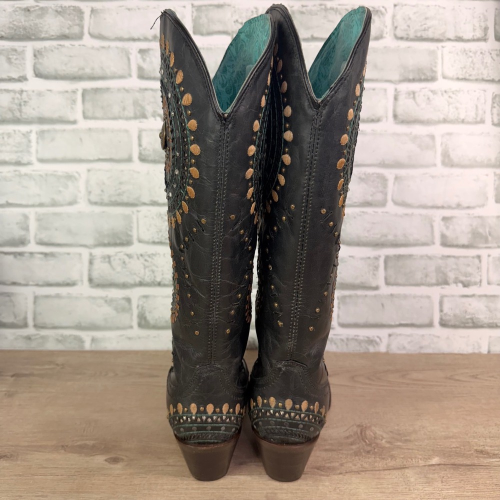 Corral Embroidered Studded Leather Western Boots Womens 9 - Picture 4 of 8